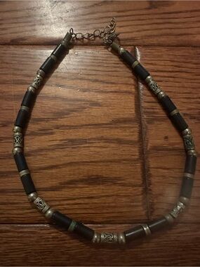 Handcrafted Black and Silver Beaded Necklace - Women's Jewelry